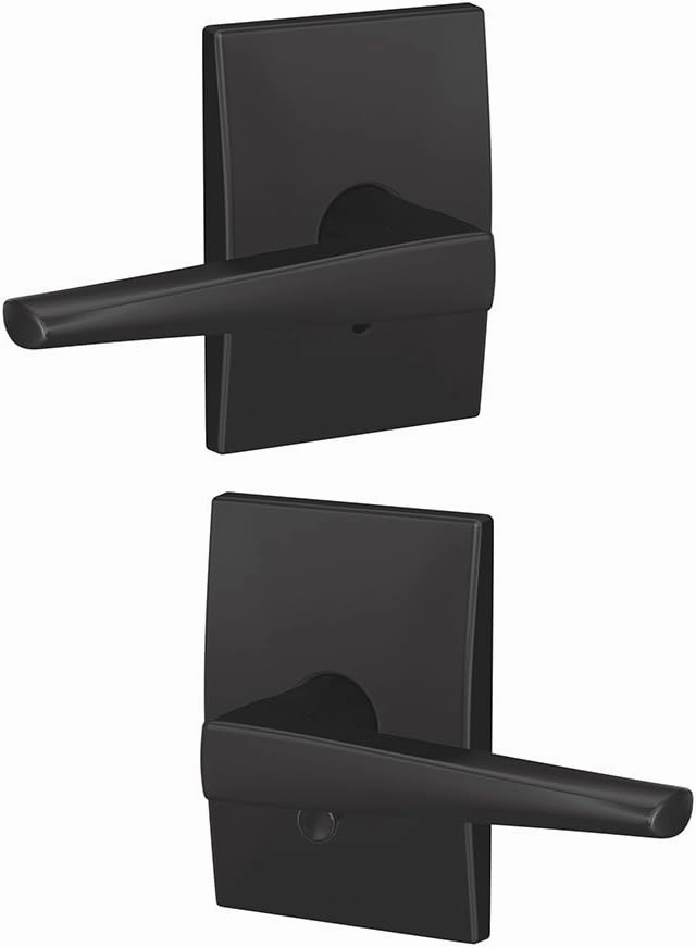 Schlage Custom FC21 ELR 622 CEN Eller Lever with Century Trim Hall-Closet and Bed-Bath Lock, Matte Black