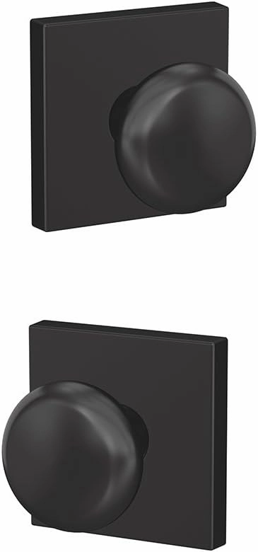 Schlage Custom FC21 PLY 622 COL Plymouth Knob with Collins Trim Hall-Closet and Bed-Bath Lock, Matte Black