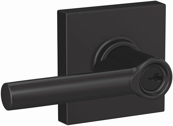 SCHLAGE F51A BRW 622 COL Broadway Lever with Collins Trim Keyed Entry Lock, Matte Black