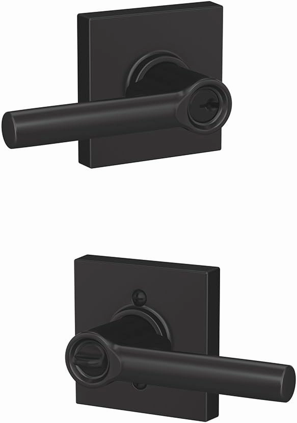 SCHLAGE F51A BRW 622 COL Broadway Lever with Collins Trim Keyed Entry Lock, Matte Black