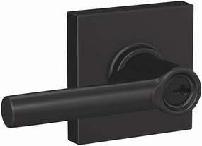 SCHLAGE F51A BRW 622 COL Broadway Lever with Collins Trim Keyed Entry Lock, Matte Black