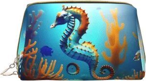 Seabed coral seahorse Printed Makeup Bag, Reusable Cosmetic Bag for Toiletry Travel, Cute Style for Women
