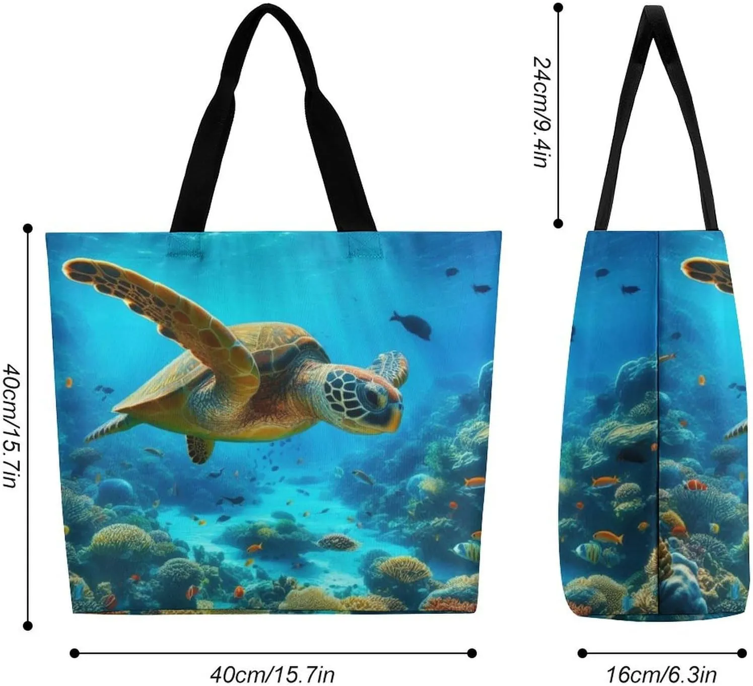 Seaside Beach Shells Starfis Tote Bag Beach Bag Reusable Shoulder Bag for Gym, Shopping, Travel