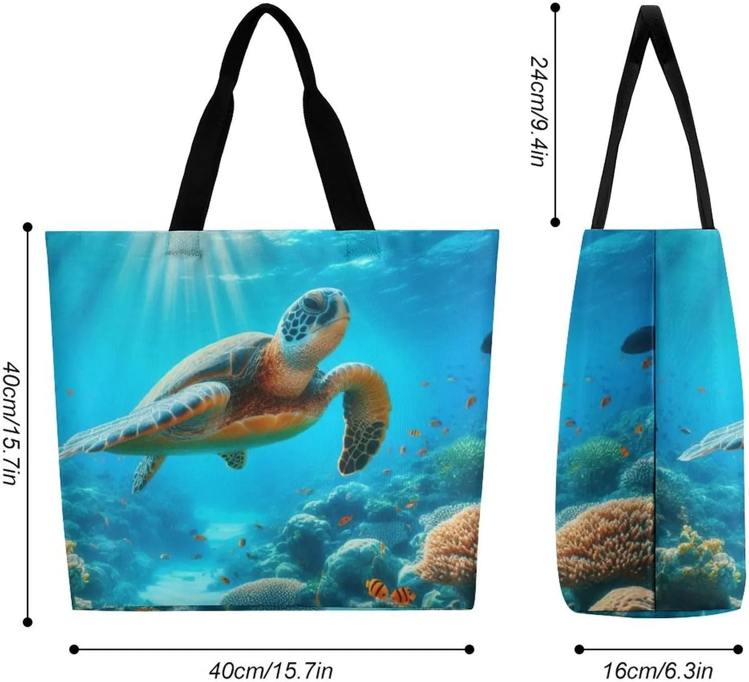 Seaside Beach Shells Starfis Tote Bag Beach Bag Reusable Shoulder Bag for Gym, Shopping, Travel