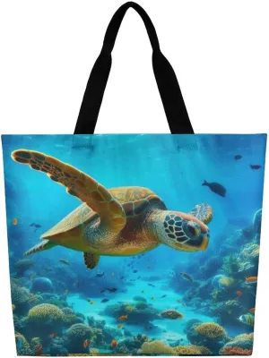 Seaside Beach Shells Starfis Tote Bag Beach Bag Reusable Shoulder Bag for Gym, Shopping, Travel