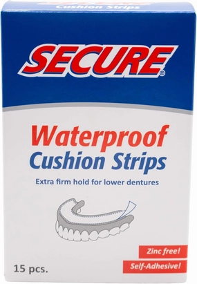 Secure Denture Adhesive Strips – Zinc Free – Waterproof – Comfortable Cushion Fit for Uppers & Lowers – Extra Firm All-Day-Hold – No Mess – Clean Ingredients – 60 Strips (4 Pack)