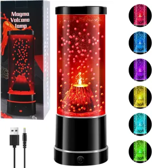 SENCU Volcano Lamp, Color Changing LED Realistic Volcanic Eruption Night Light, Home Decor Table Lamp for Living Room Bedroom Office, Mood Lighting Father's Day Birthday Christmas Gifts (Black)