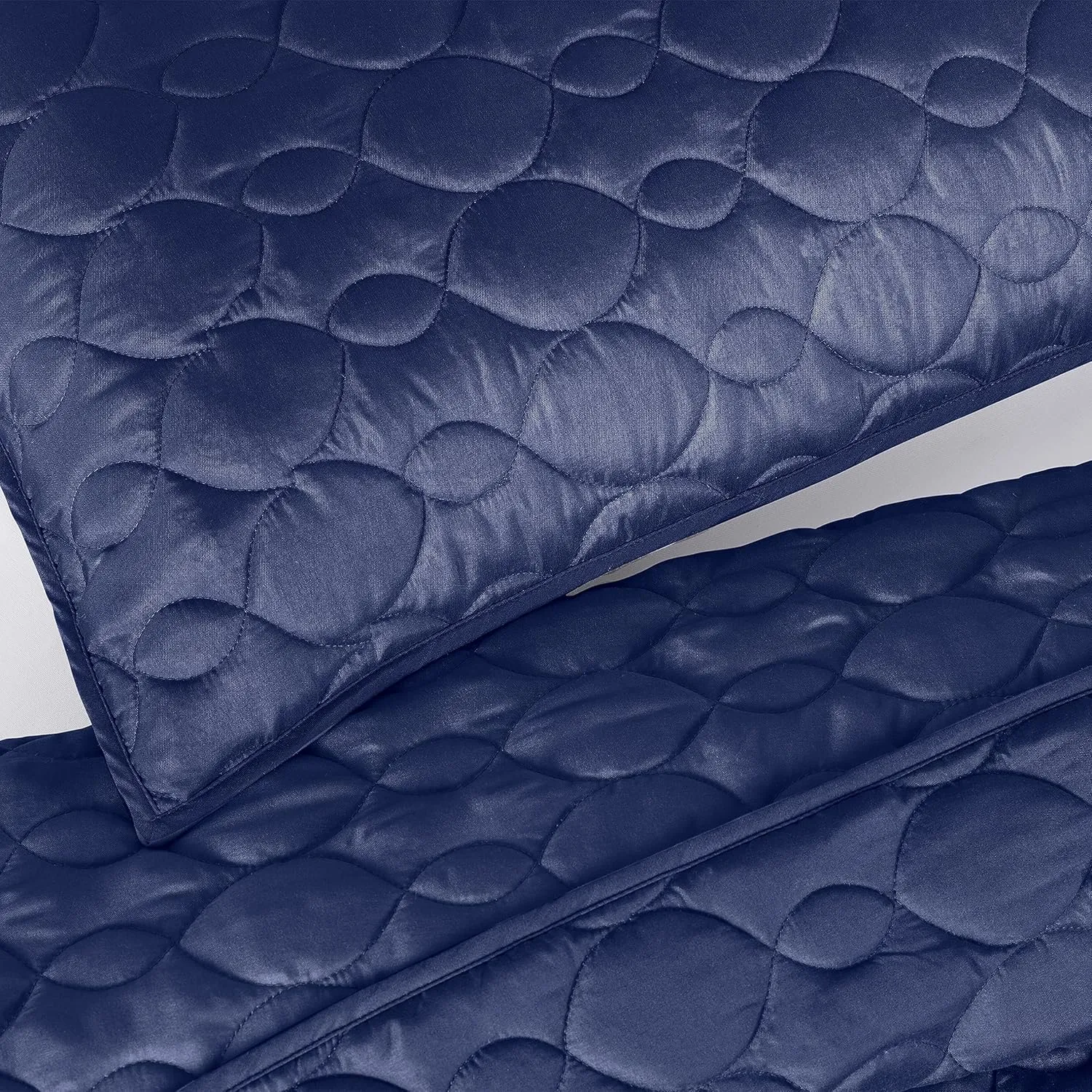 Serta Simply Comfort Soft Modern 3 Piece Solid Bedding Quilt Set with Pillow Case for All Season, Full/Queen, Navy