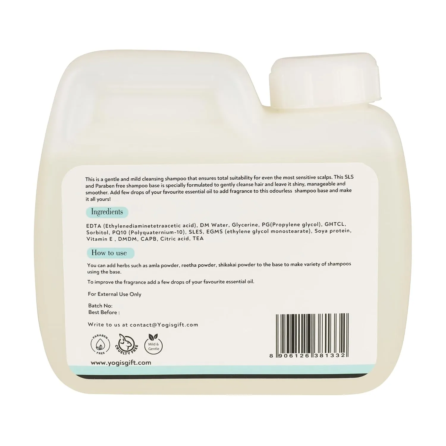 Shampoo Base Clear 40 fl oz (1.2L) | Make Your Own Shampoo | SLS and Paraben Free | Pearly White | Similar to Soap Base | By Yogi's Gift®