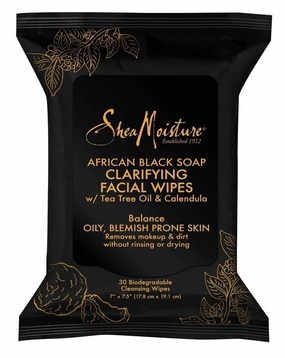 SHEA MOISTURE African Black Soap Facial Wipes 30 Count (3 Pieces)