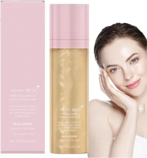 Sheer Setting Mist Sunscreen SPF 50, Broad Shimmering Body Oil Mist, Hydrating Makeup-Friendly Glow Spray, Fast-absorbing for Face and Body (1 PCS) 75ML
