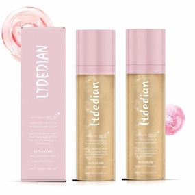 Sheer Setting Mist Sunscreen SPF 50 - Hydrating Glow Mist with Shimmering Oil, Broad Spectrum Water-Resistant Face & Body Spray, Reef-Safe Non-Greasy Formula for Makeup-Friendly Radiance(2)