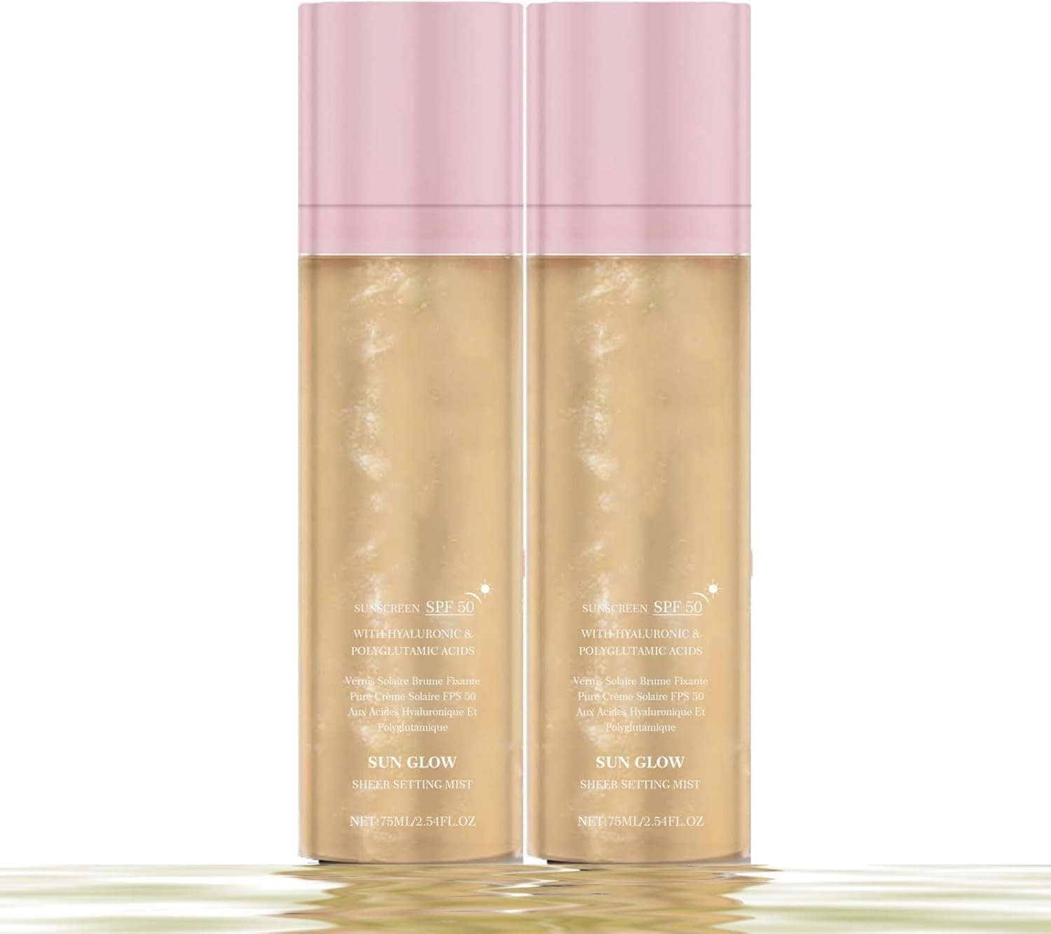Sheer Setting Mist Sunscreen SPF 50, Broad Spectrum Shimmering Body Oil Mist, Hydrating Makeup-Friendly Glow Spray for Fast-Absorbing for Face & Body, Reef-Safe, Non-Greasy