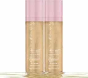 Sheer Setting Mist Sunscreen SPF 50, Broad Spectrum Shimmering Body Oil Mist, Hydrating Makeup-Friendly Glow Spray for Fast-Absorbing for Face & Body, Reef-Safe, Non-Greasy