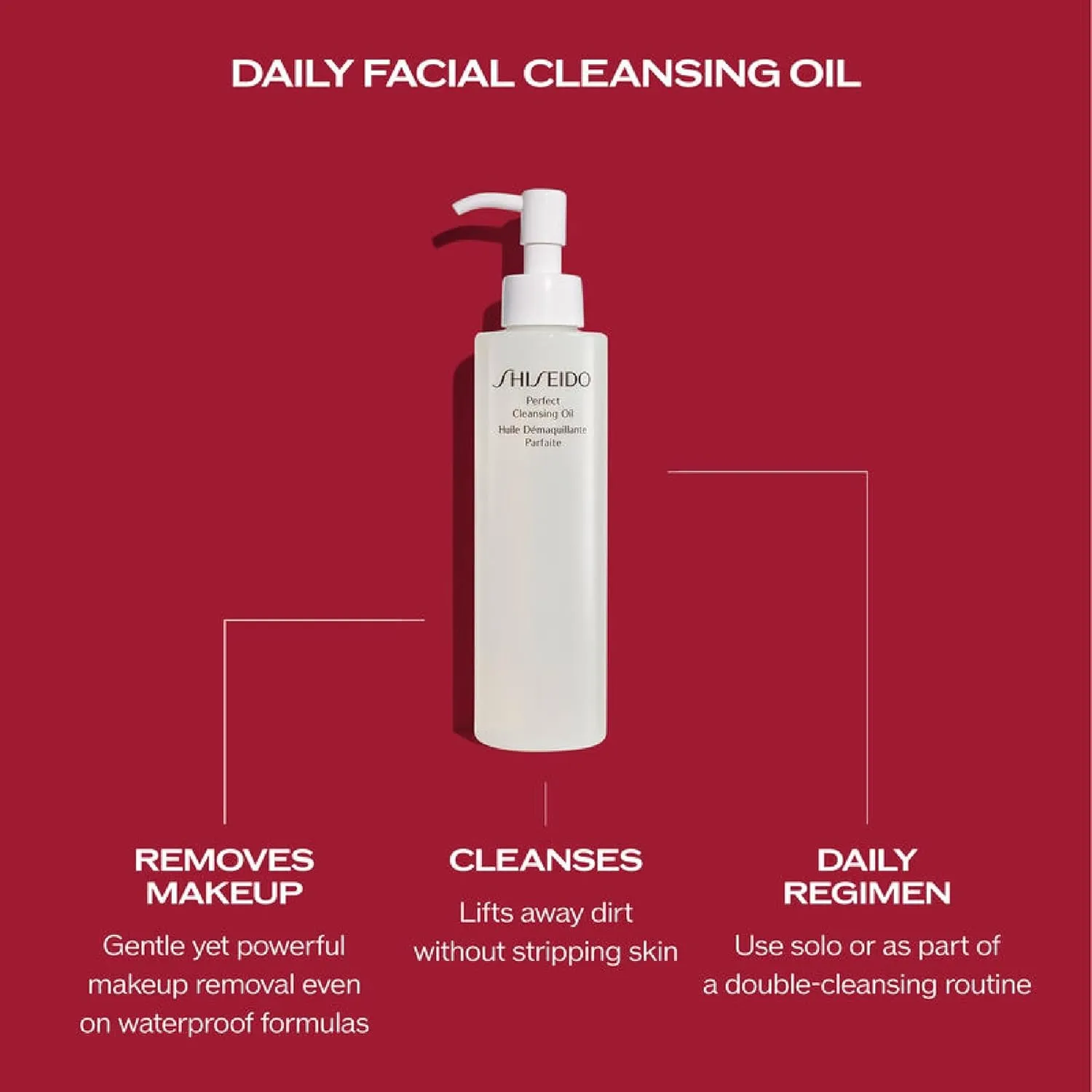 Shiseido Perfect Cleansing Oil - Lightweight Daily Cleanser for Soft, Dewy Skin - Removes Waterproof Makeup, Dirt & Impurities