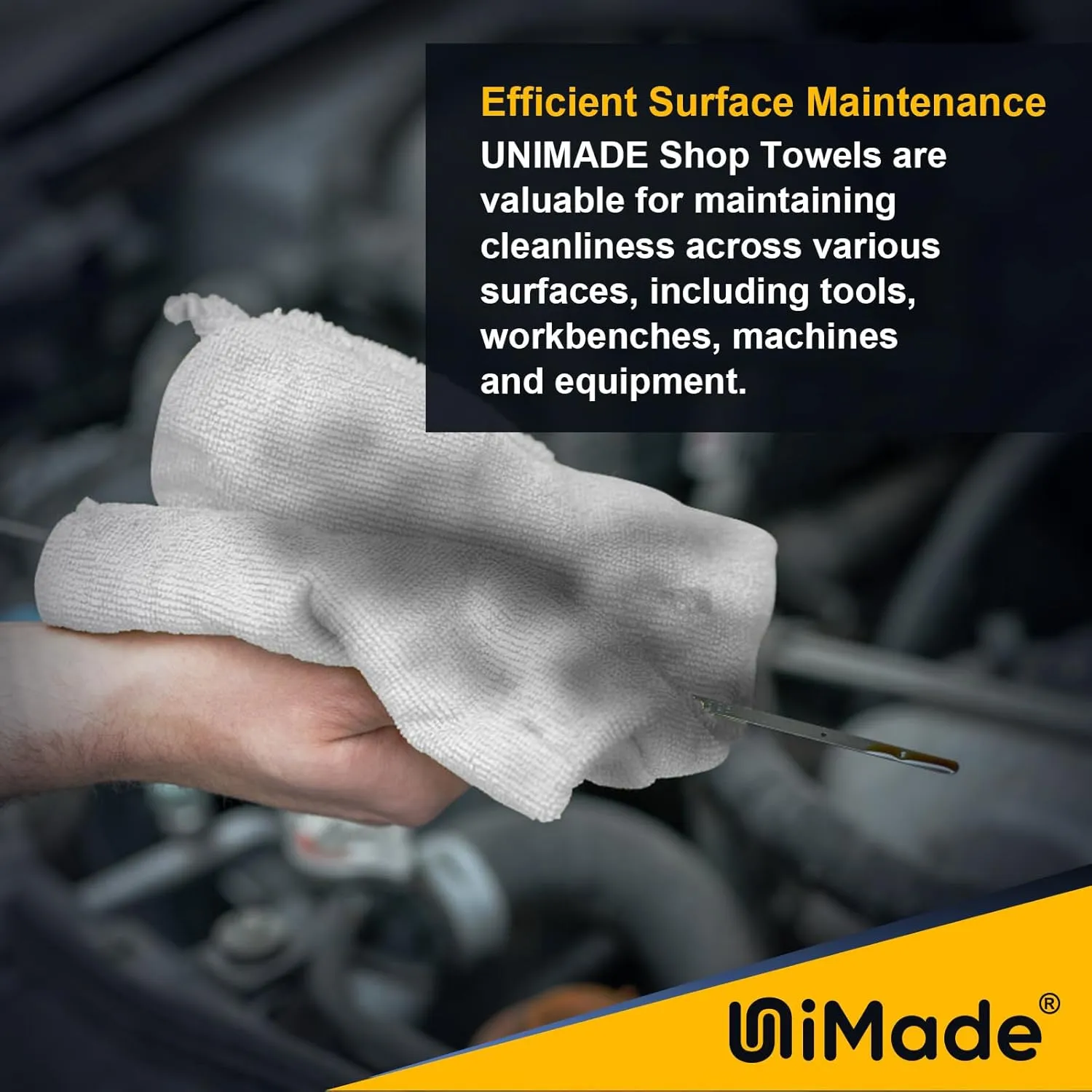 Shop Towel Rags, 50 Pack Reusable Shop Rags Bulk Microfiber Cleaning Cloth Lint Free Cleaning Towels for Car Kitchen Automotive Bar Mechanic Restaurant Garage, 11.5"x 11.5", White