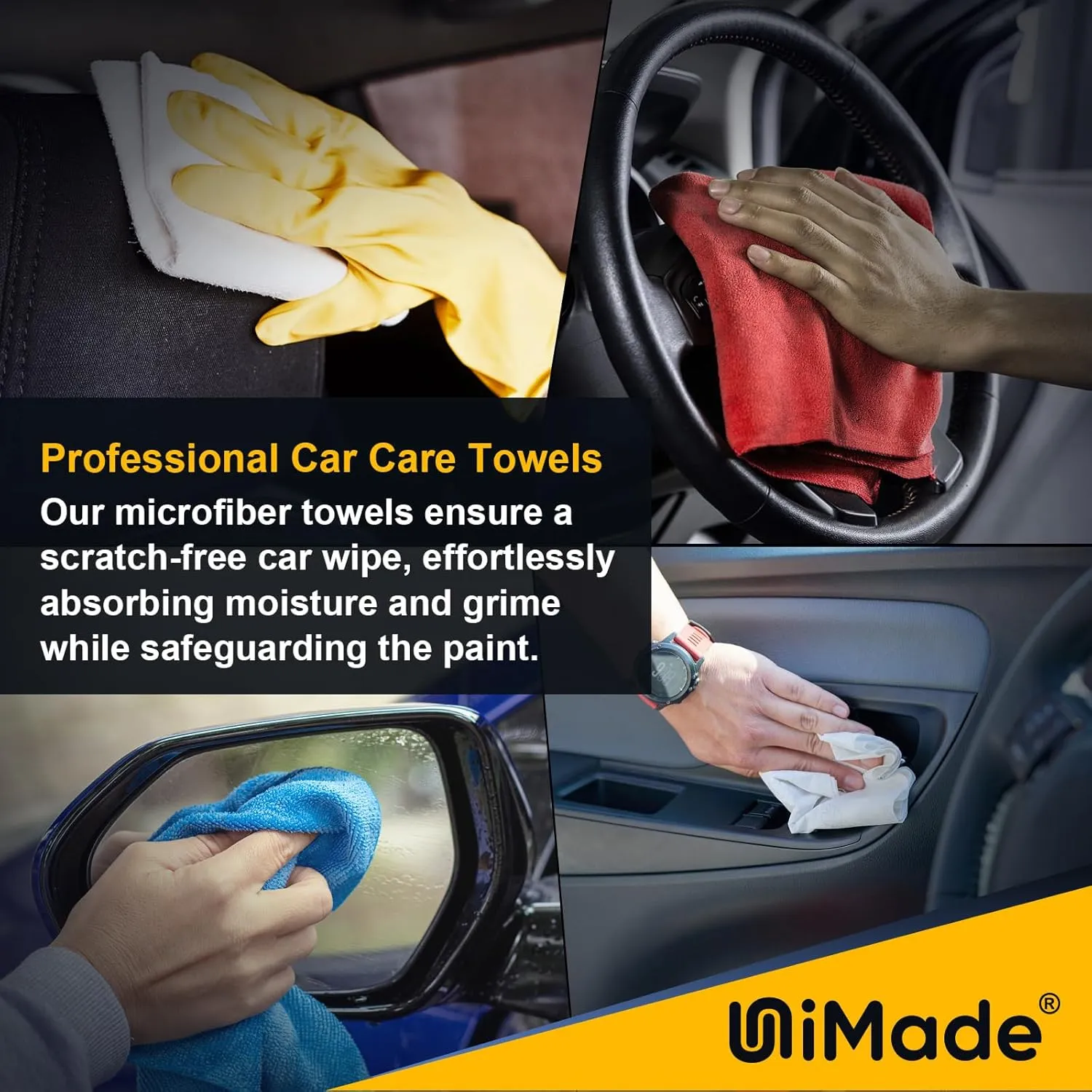 Shop Towel Rags, 50 Pack Reusable Shop Rags Bulk Microfiber Cleaning Cloth Lint Free Cleaning Towels for Car Kitchen Automotive Bar Mechanic Restaurant Garage, 11.5"x 11.5", White