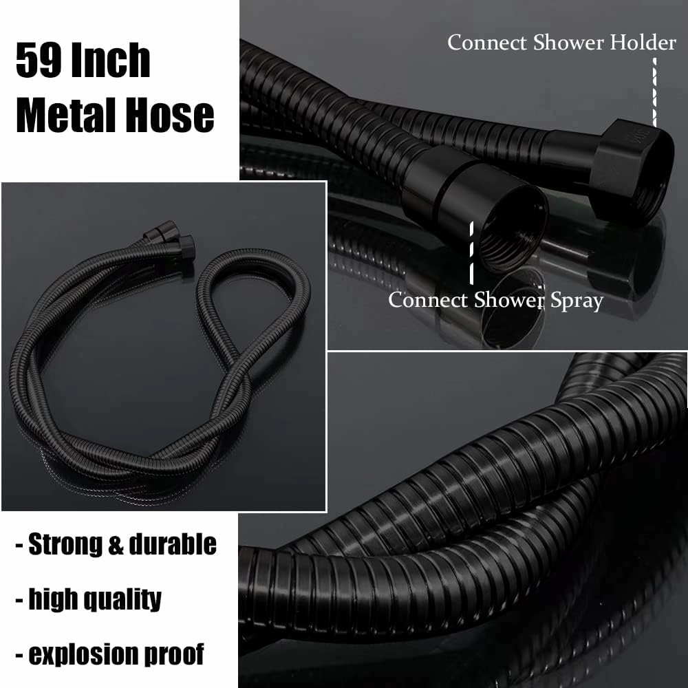 Shower Faucet Set Matte Black Rough-in Anti-Scald Pressure Balanced Valve Body Modern Luxury Wall Mounted 10 Inch Rain Mixer Shower System (Matte Black)