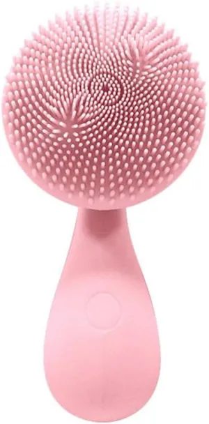 Silicone Face Exfoliator, Facial Cleansing Brush, Skin-Friendly Tri-Zone Brush Head Multi-Frequency Control, for Exfoliating, Massaging Deep Cleansing,Pink
