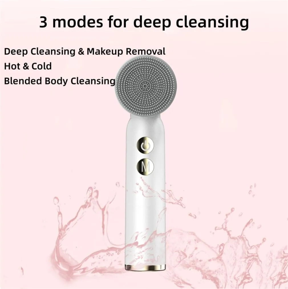 Silicone Face Scrubber, Exfoliating Face Scrubber, 6 Different Brush Heads 3 Levels of Adjustment High Definition Display, for Mom Wife Best Friend,White