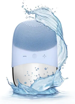 Silicone Face Scrubber, SIWIEY IPX7 Waterproof Sonic Facial Cleansing Brush, USB Rechargeable Sonic Massage Face Brush for Deep Cleansing, Gentle Exfoliating and Massaging (Blue)