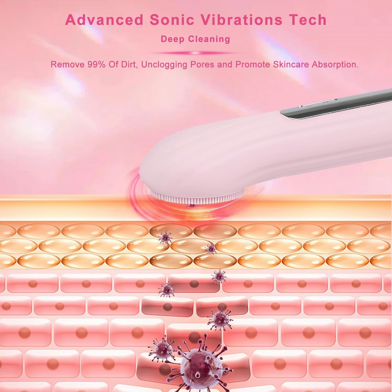 Silicone Face Scrubber Exfoliator, Silicone Face Wash Brush for Men & Women, Ipx7 Waterproof Rechargeable Facial Cleaner for Deep Cleansing, Exfoliating, Massage Face Scrubber (Pink)