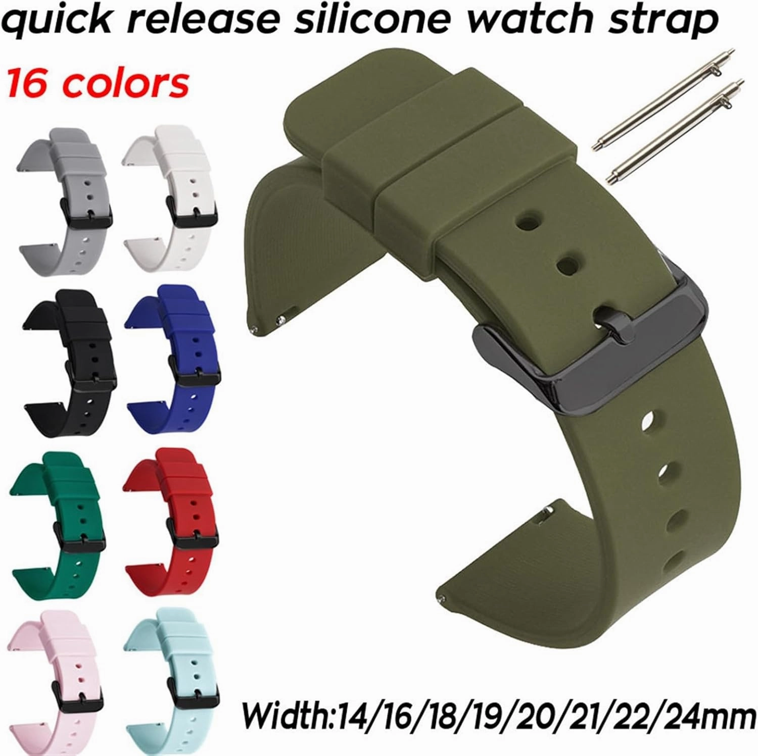 Silicone Watch Strap Quick Release Replacement Band Men Women Universal Rubber Wrist