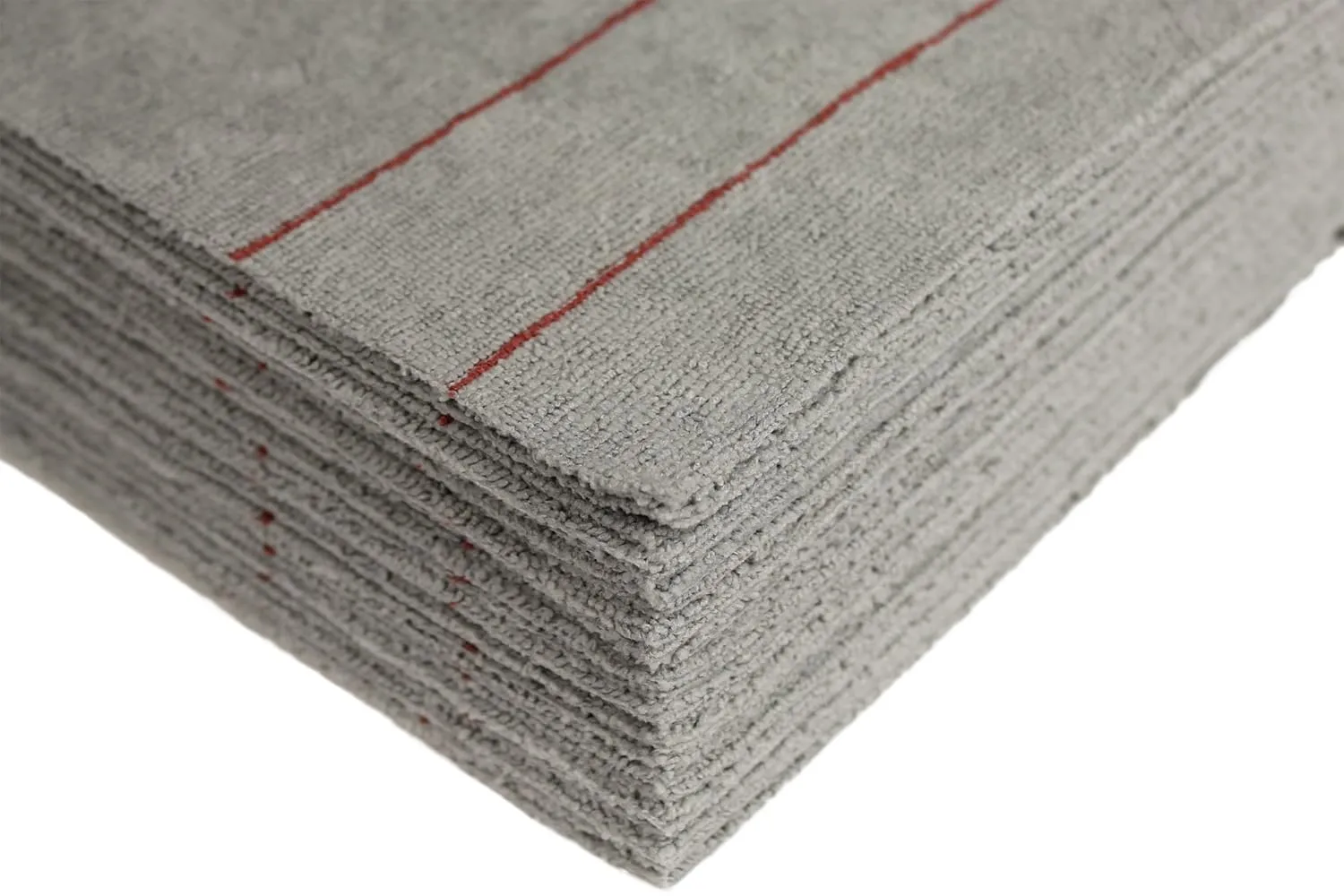 Silver-Embedded Microfiber Towels, Edgeless, Lint-Free, Odor-Resistant, Ultra Absorbent, Streak-Free Cleaning for Auto, Home, Kitchen, Glass & Electronics, 16x16 in, 12-Pack, Red Stripes