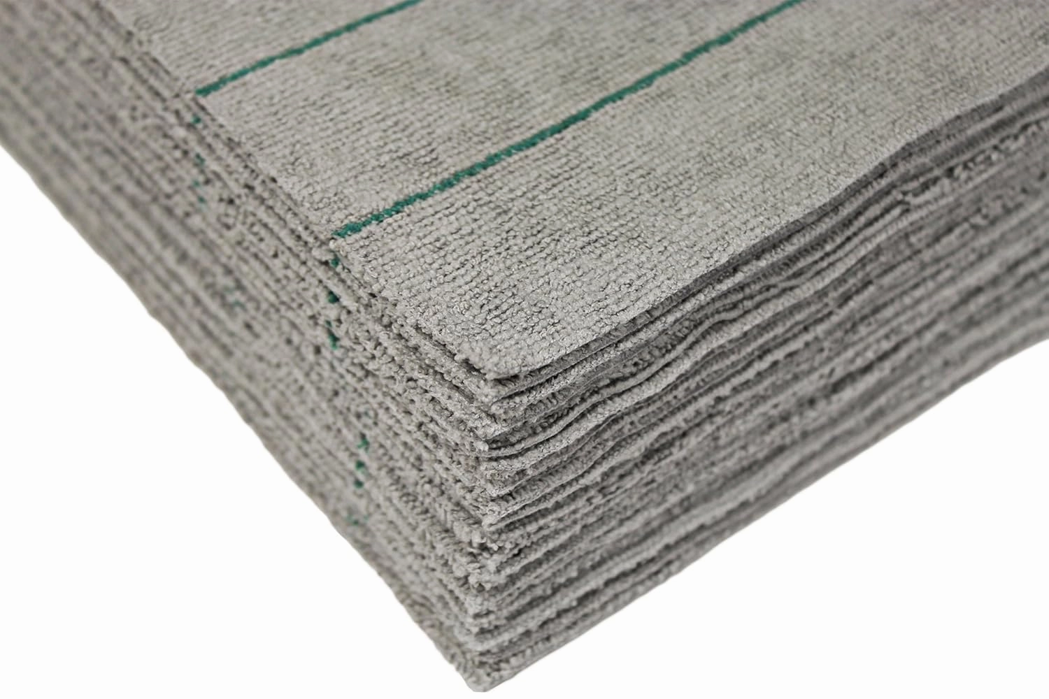 Silver-Embedded Microfiber Towels, Edgeless, Lint-Free, Odor-Resistant, Ultra Absorbent, Streak-Free Cleaning for Auto, Home, Kitchen, Glass & Electronics, 16x16 in, 12-Pack, Green Stripes