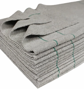 Silver-Embedded Microfiber Towels, Edgeless, Lint-Free, Odor-Resistant, Ultra Absorbent, Streak-Free Cleaning for Auto, Home, Kitchen, Glass & Electronics, 16x16 in, 12-Pack, Green Stripes