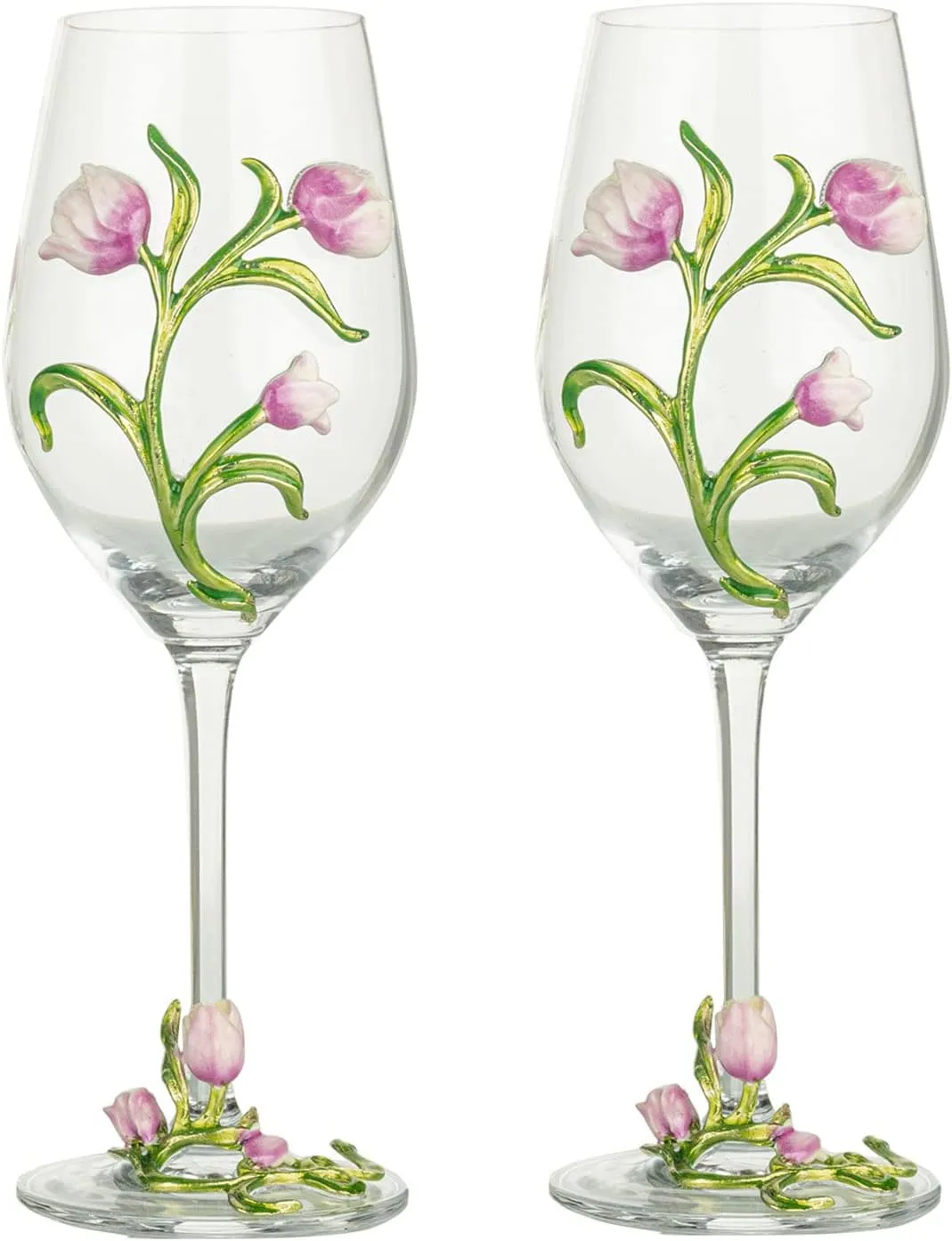 Simcat Handmade Painted Enamel Flower Glass Wine Glasses Transparent Refined Goblet, Stem For Cabernet, Gifts