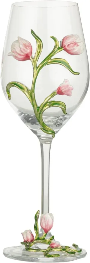 Simcat Handmade Painted Enamel Flower Glass Wine Glasses Transparent Refined Goblet, Stem For Cabernet, Gifts