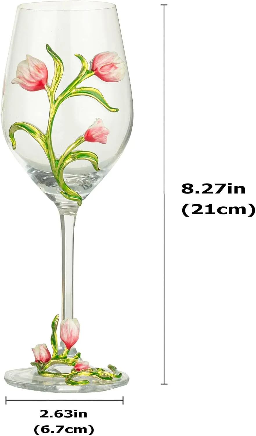 Simcat Handmade Painted Enamel Flower Glass Wine Glasses Transparent Refined Goblet, Stem For Cabernet, Gifts