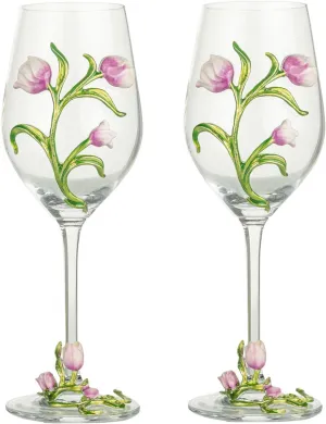 Simcat Handmade Painted Enamel Flower Glass Wine Glasses Transparent Refined Goblet, Stem For Cabernet, Gifts