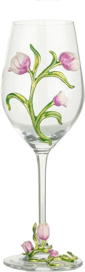 Simcat Handmade Painted Enamel Flower Glass Wine Glasses Transparent Refined Goblet, Stem For Cabernet, Gifts