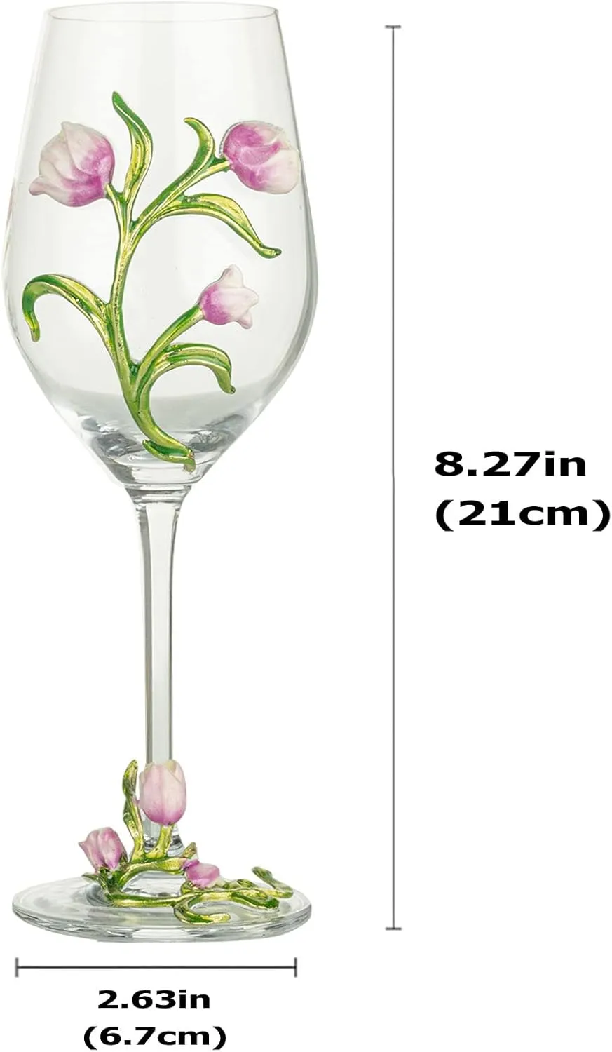 Simcat Handmade Painted Enamel Flower Glass Wine Glasses Transparent Refined Goblet, Stem For Cabernet, Gifts