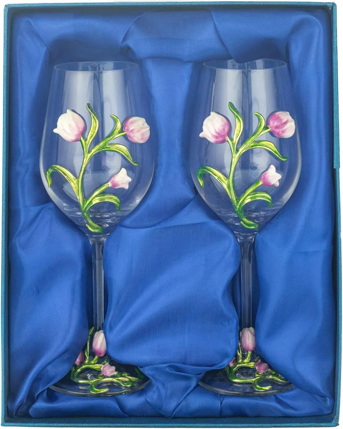 Simcat Handmade Painted Enamel Flower Glass Wine Glasses Transparent Refined Goblet, Stem For Cabernet, Gifts