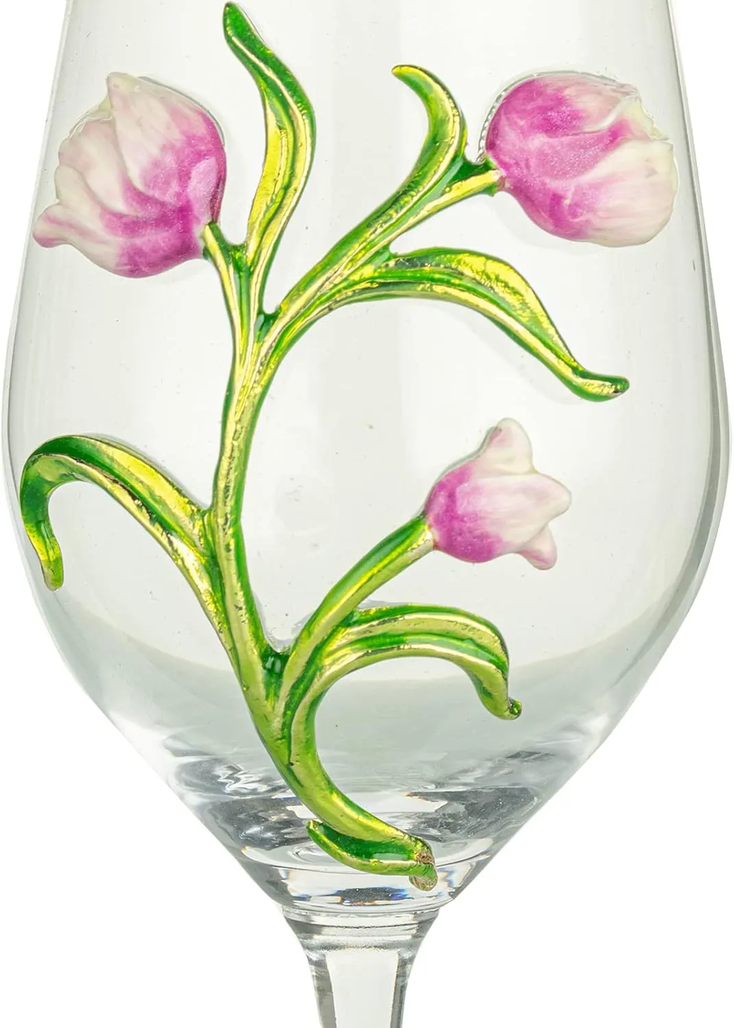 Simcat Handmade Painted Enamel Flower Glass Wine Glasses Transparent Refined Goblet, Stem For Cabernet, Gifts