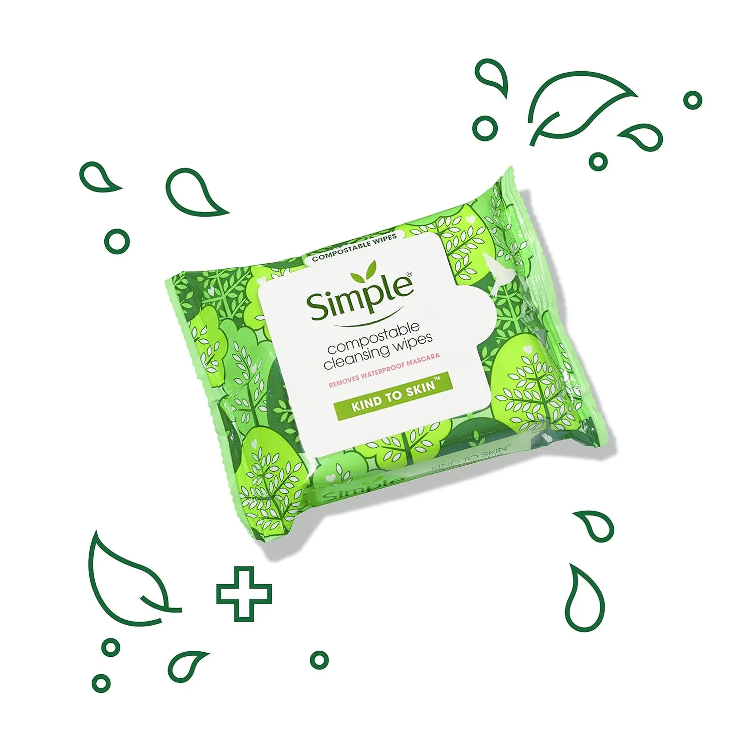 Simple Kind to Skin Cleansing Facial Wipes for Removing Makeup Compostable No Artificial Perfume or Color, Paraben Free, Phthalate Free 25 Count 4 Pack