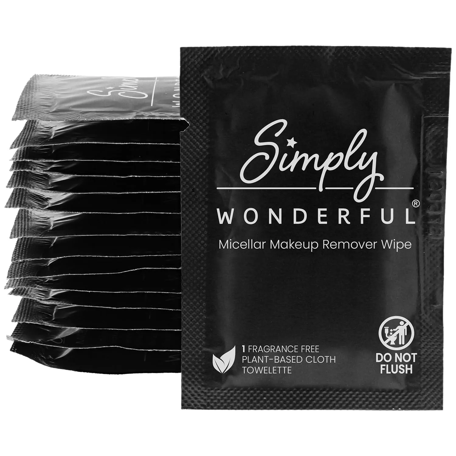Simply Wonderful Makeup Remover Wipes - 500 Count, Disposable, Micellar Water, Gentle for Sensitive Skin, Individually Wrapped, 5 x 7 Inches