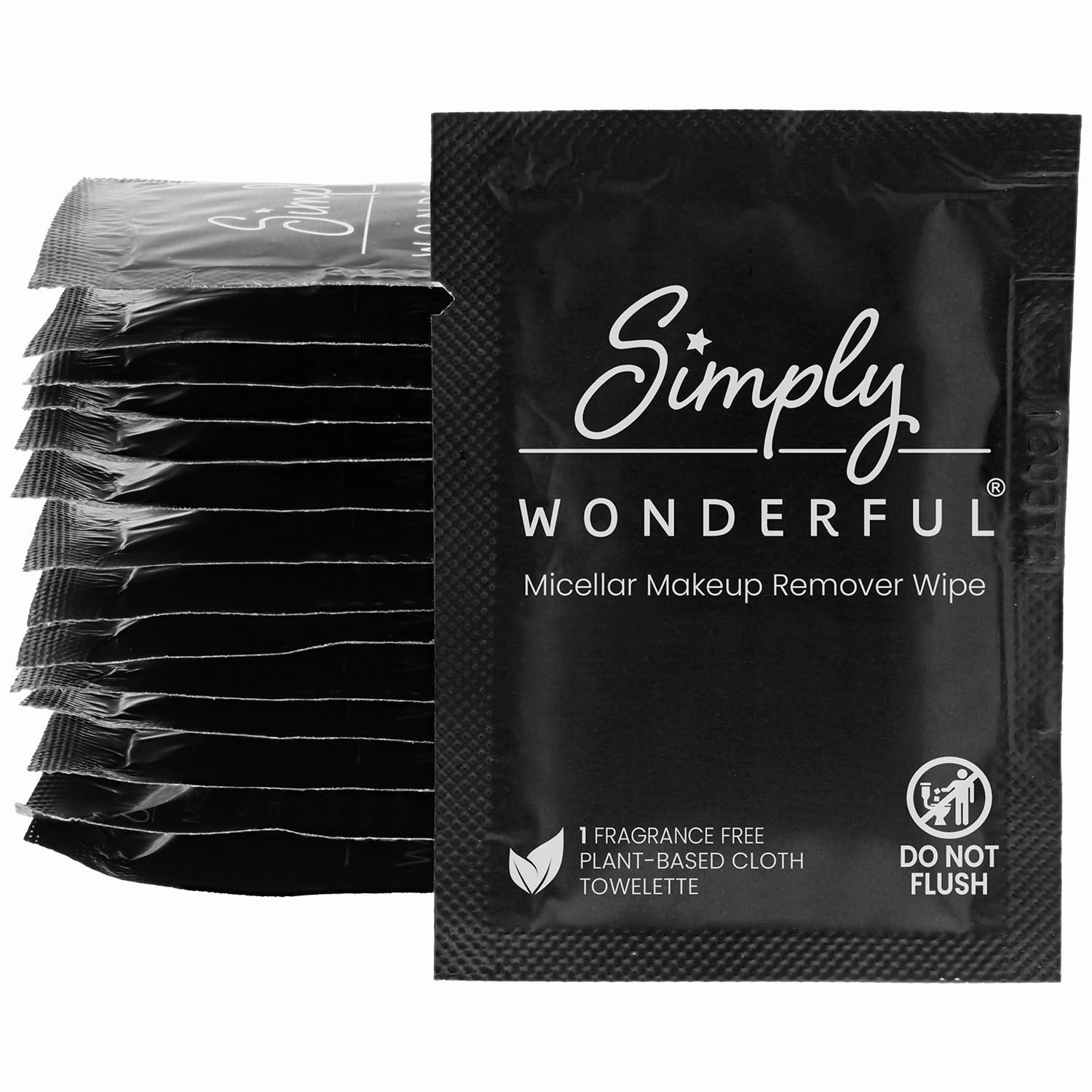 Simply Wonderful Makeup Wipes Remover - Micellar Water Makeup Remover Wipes individually Wrapped - Facial Cleansing to Remove Makeup, Mascara, Lipstick, Oil and Dirt, 1000 Bulk Makeup Wipes