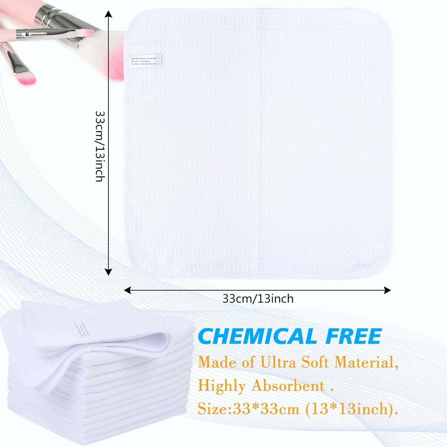 SINLAND Waffle Washcloths Microfiber Facial Cloths Soft Makeup Remover Cloths Ultra Thin Quick Drying Exfoliating 12 Pack White
