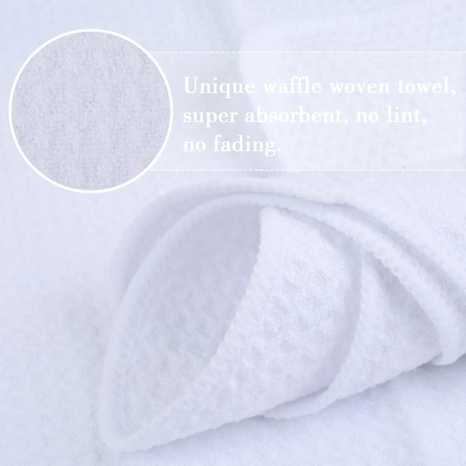 SINLAND Waffle Washcloths Microfiber Facial Cloths Soft Makeup Remover Cloths Ultra Thin Quick Drying Exfoliating 12 Pack White