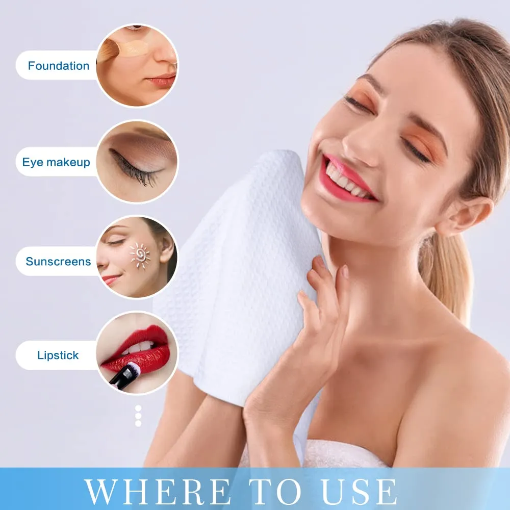 SINLAND Waffle Washcloths Microfiber Facial Cloths Soft Makeup Remover Cloths Ultra Thin Quick Drying Exfoliating 12 Pack White