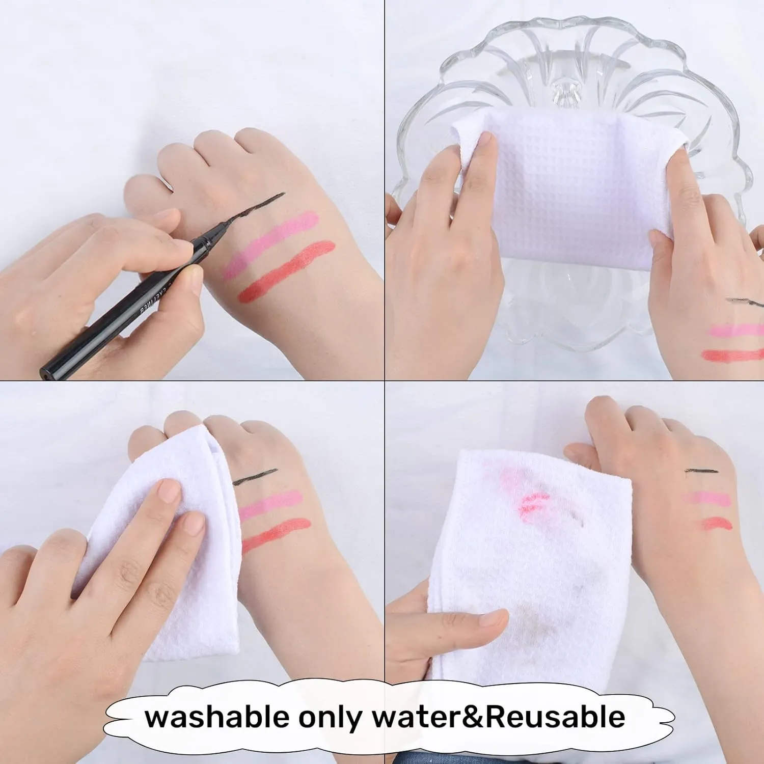 SINLAND Waffle Washcloths Microfiber Facial Cloths Soft Makeup Remover Cloths Ultra Thin Quick Drying Exfoliating 12 Pack White