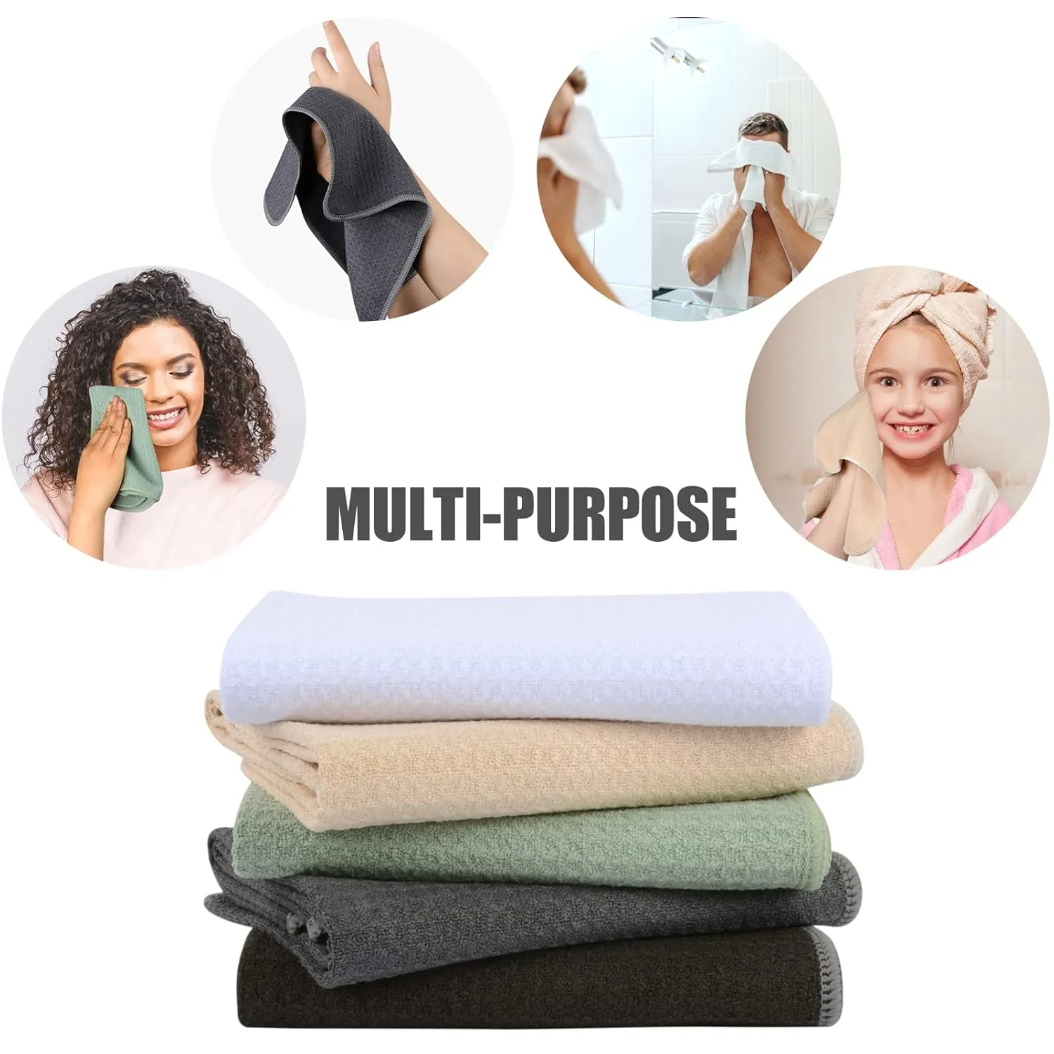 SINLAND Waffle Washcloths Microfiber Facial Cloths Soft Makeup Remover Cloths Ultra Thin Quick Drying Exfoliating 12 Pack White