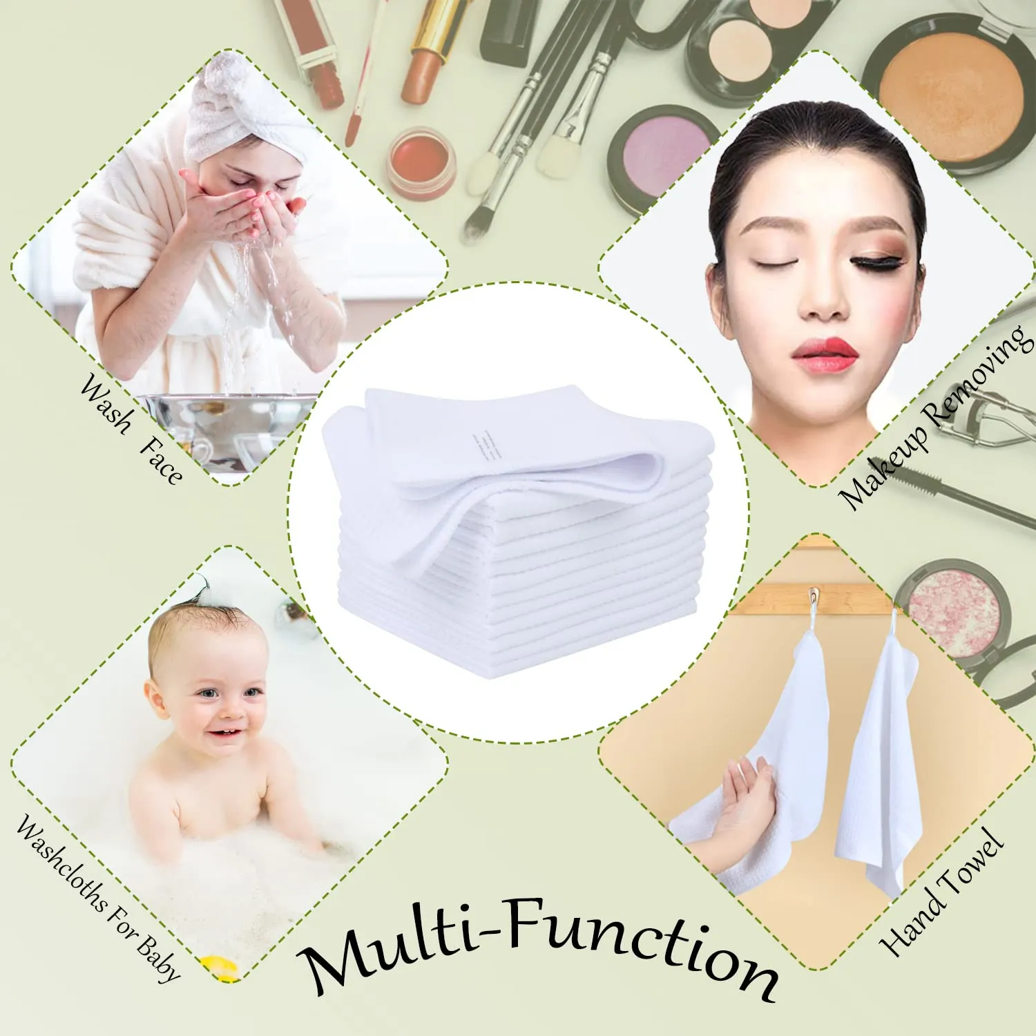 SINLAND Waffle Washcloths Microfiber Facial Cloths Soft Makeup Remover Cloths Ultra Thin Quick Drying Exfoliating 12 Pack White