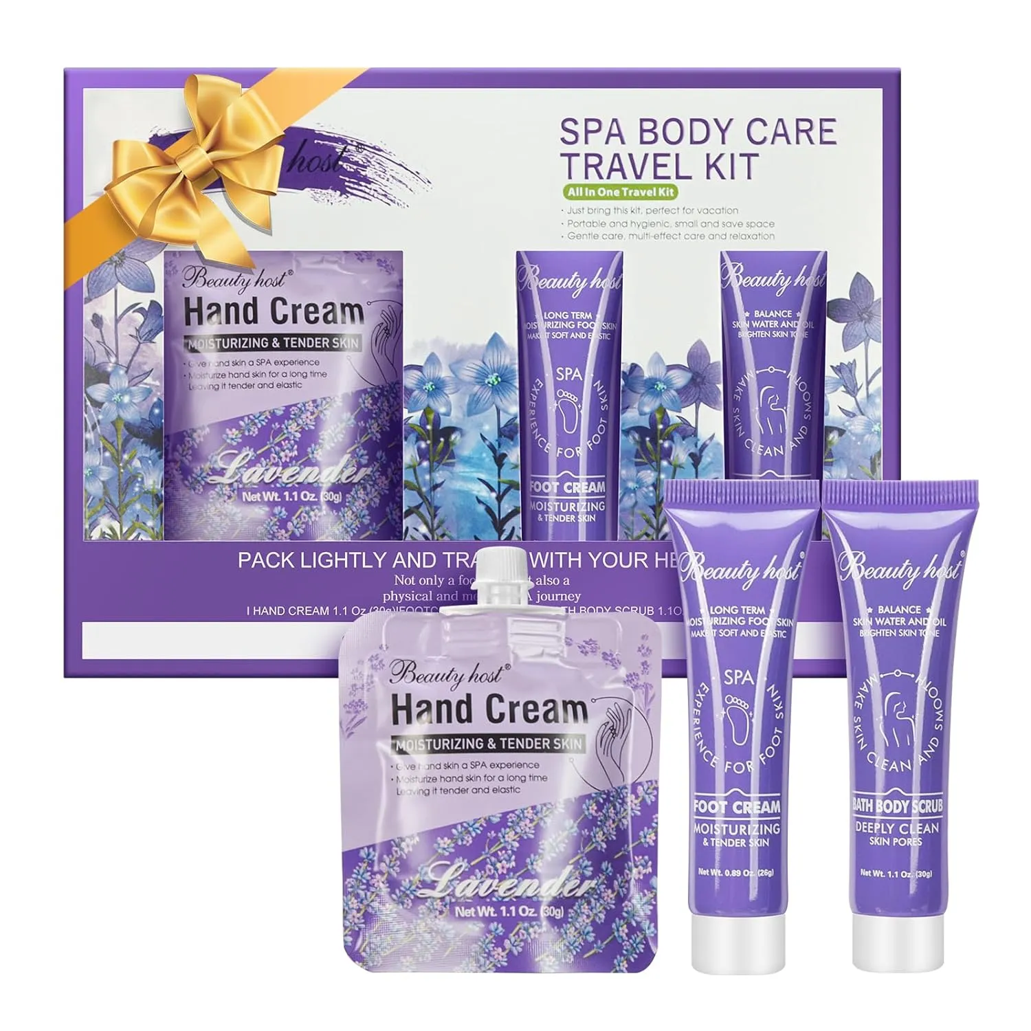Skin Care Set Hand Foot Cream Blueberry Body Travel Kit, Exfoliating Bath Body Scrub,Spa Body Care Travel Kit, Deep Cleansing & Hydrating