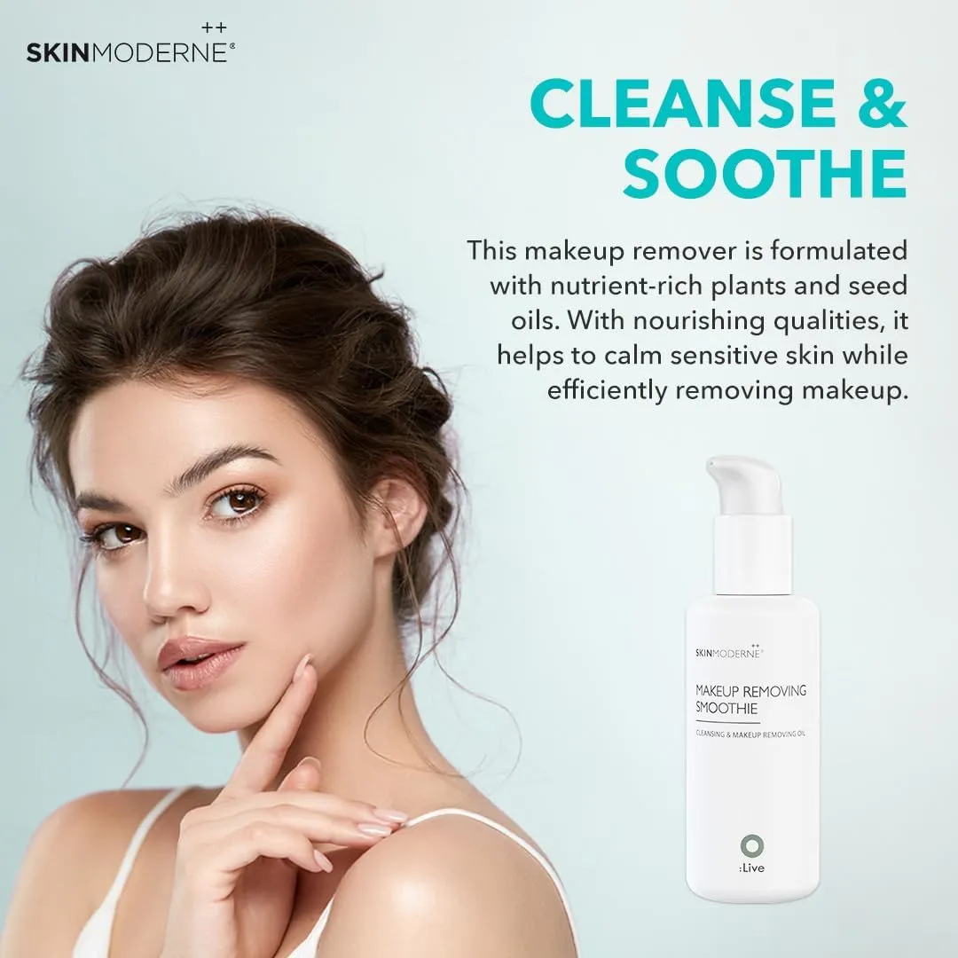 SKIN MODERNE   Makeup Removing Smoothie - Gentle Cleansing & Makeup Removing Oil - Cleanses Skin - with Rosa Canina Flower Extract - Vegan & Plant-Based Skincare - 150ml