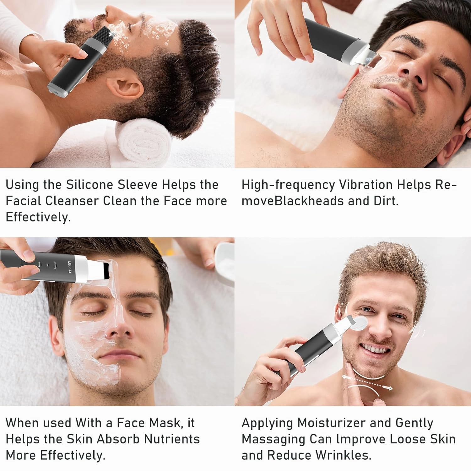 Skin Scrubber Face Spatula Skin Spatula Pore Cleaner Blackhead Remover Tools for Facial Deep Cleansing for Men,Durable Metal Body,3 Modes